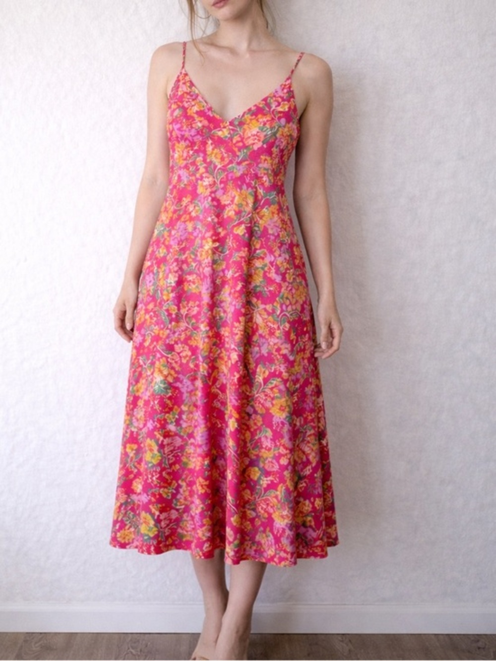 RESA Hannah Pink‎ Floral Midi Slip Dress Fiji Priny Small NWT No Belt Resort